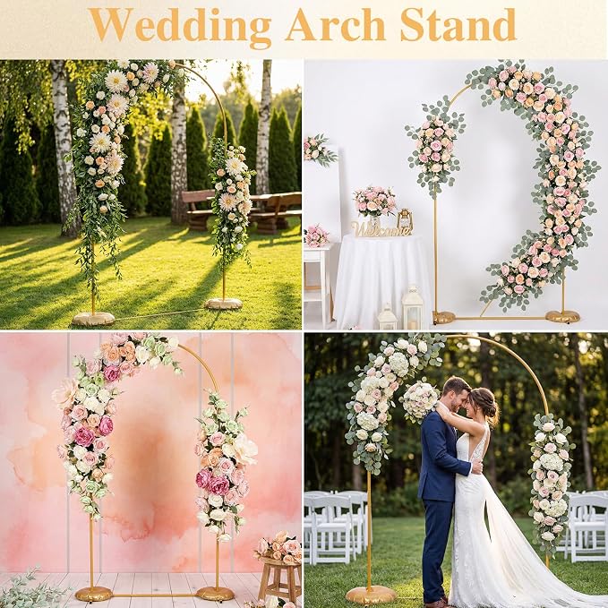 Frienda Gold Wedding Photo Arch Backdrop Stand Balloon Arch Stand - Image 4