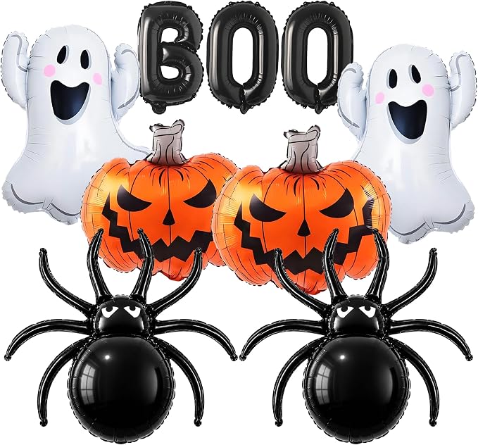 9PCS Halloween Balloons Set Ghost Pumpkin Spider BOO Balloons Decor | Includes by LYXIHAP