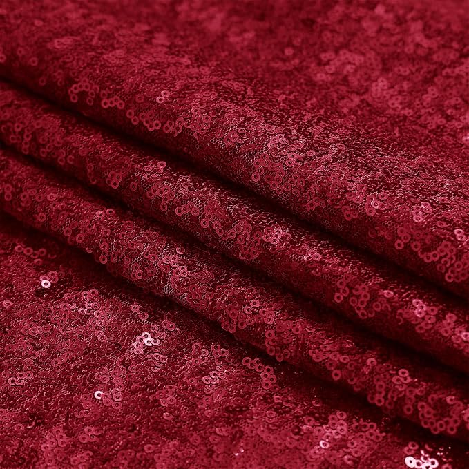 Sugargirl Burgundy Sequin Backdrop Curtain 3 Panels 2FTx8FT Glitter Burgundy - Image 8