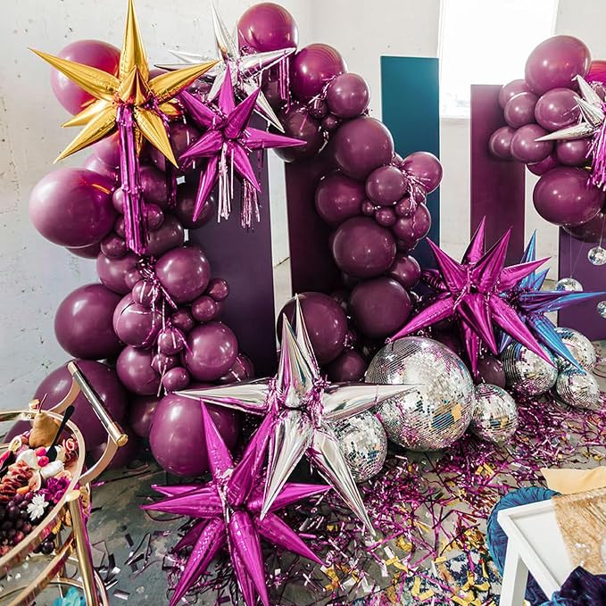PartyWoo Metallic Pink Star Spike Balloon Arch Kit 110pcs Different Sizes | 18 - Image 7
