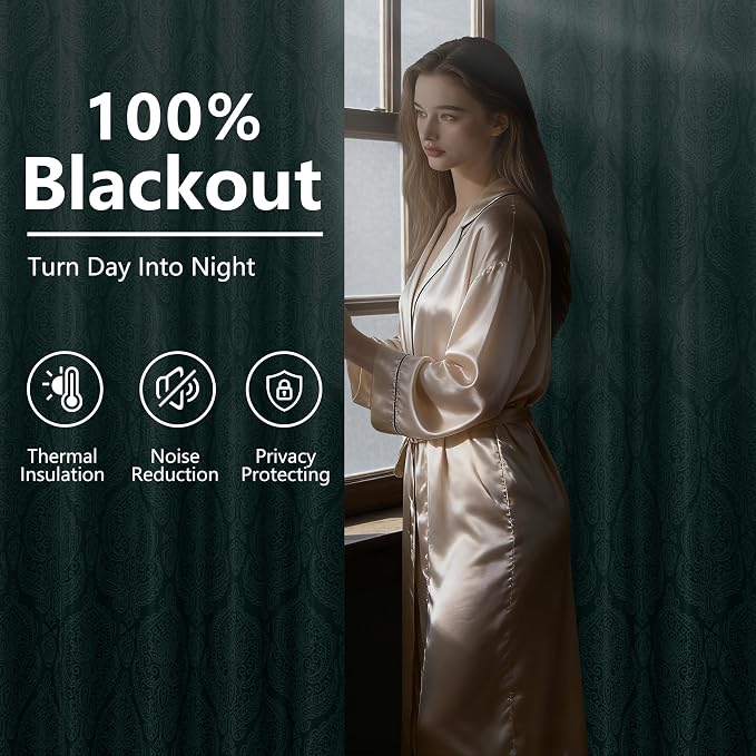 DWCN Teal Blackout Curtains for Bedroom 96 Inch Long - Image 4