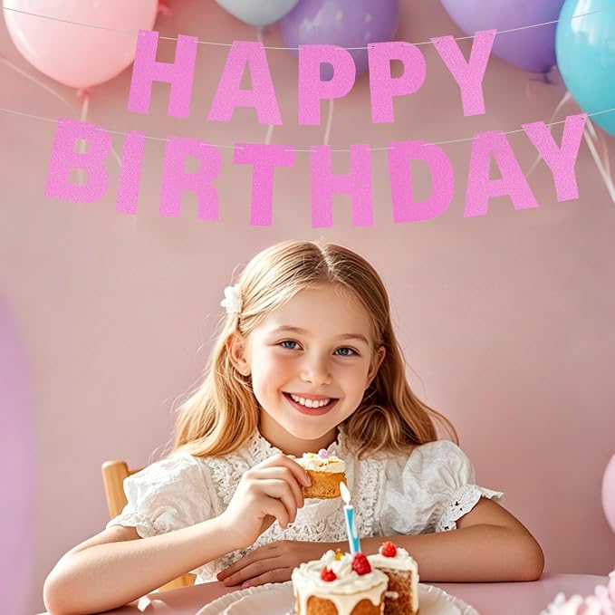 DIY Banner Kit with Letters Glitter Pink Customizable Birthday Graduation - Image 4