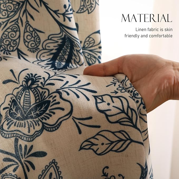 Designer Elegant Linen Printed Curtains, 2 Panels, kitchen Bedroom Living Room - Image 3