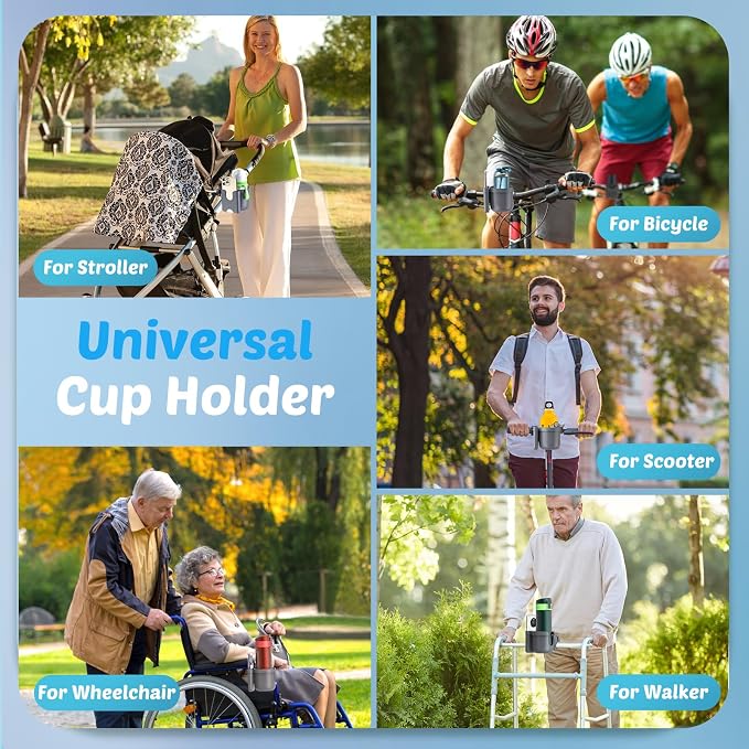 Walker Cup Holder with Phone Holder, Stroller Wheelchair Bike Accessories | - Image 6