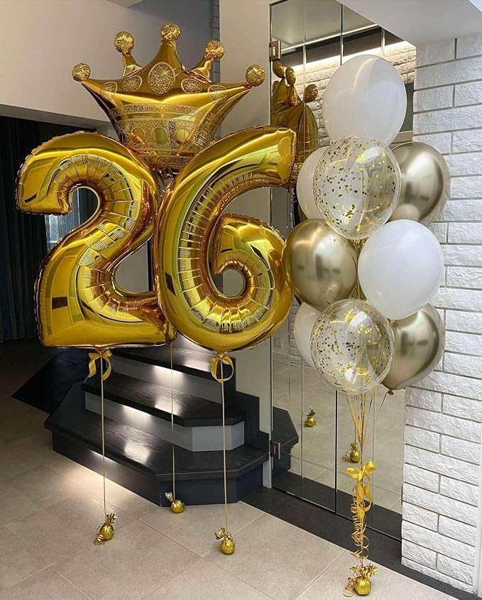 Gold 28 Number Balloons, 40 Inch Giant Number 28 Balloons Foil Mylar Helium - Image 5