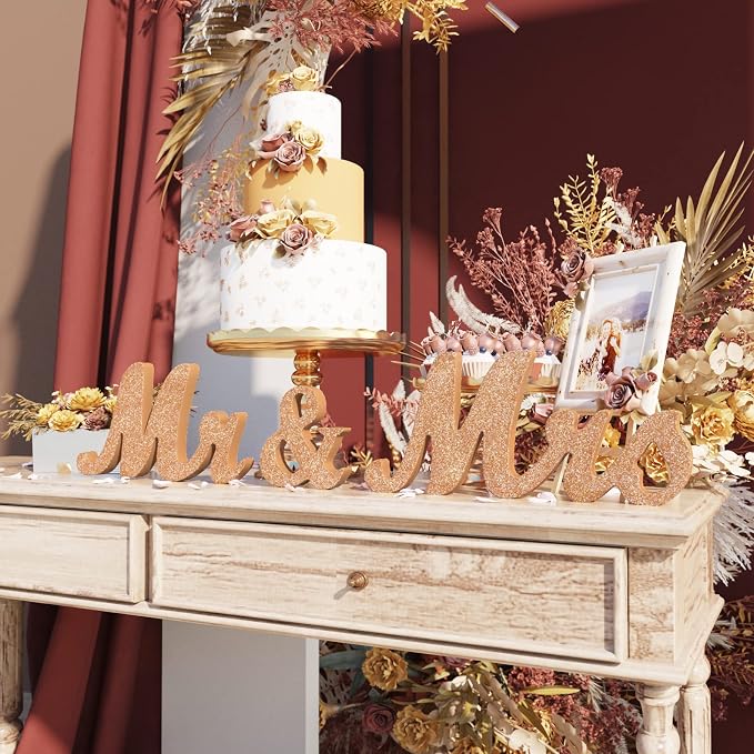VIOPVERY Wooden Mr & Mrs Wedding Sign - Image 3