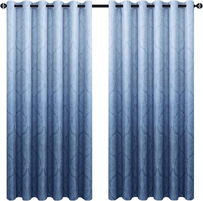 DWCN Blackout Ombre Damask Curtains - Image 8