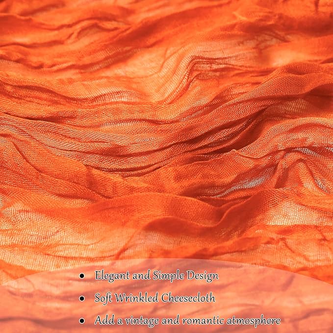 10-Pack Orange Cheesecloth Table Runners – 10FT (35x120 Inch) Boho Rustic Gauze Fabric Cheese Cloth Table Runner for Weddings, Baby Showers, Bridal Shower, Farmhouse & Birthday Party Decor