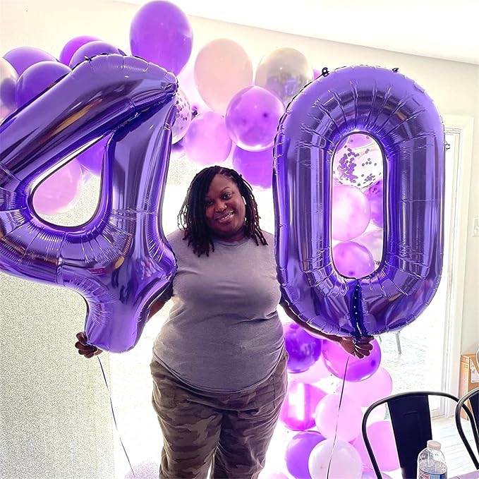 40 Inch Number Balloons 4 for Kids, Large Purple Number Balloon - Image 7