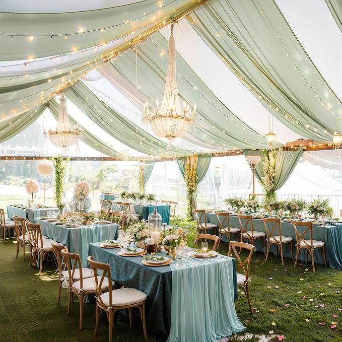 6 Panels Green Ceiling Drapes - Image 3