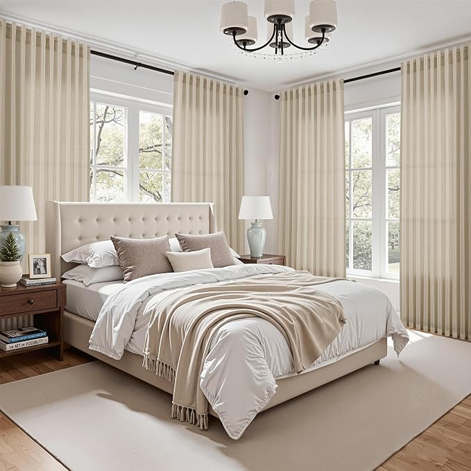 Extra Long 120 Inch Curtains for Living Room Eggshell Beige Linen Light - Image 7