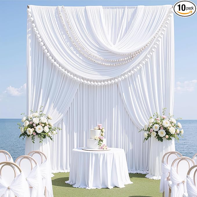 50ft x 15ft White Backdrop Curtains by CO-AVE