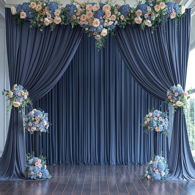 4 Panels Navy Blue Backdrop Curtains - Image 3