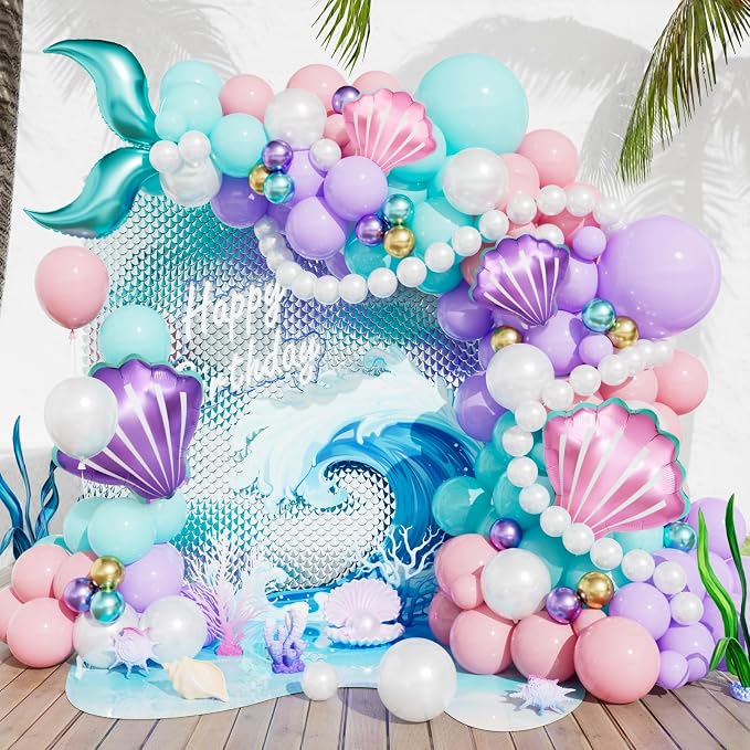 Mermaid Balloon Garland Arch Kit by Haolongfa