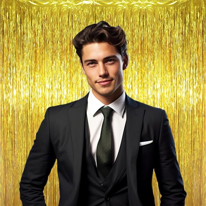 Voircoloria Gold Foil Fringe Backdrop Curtains, Birthday Party Decorations - Image 8