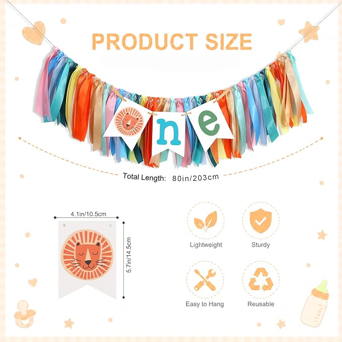 Jungle Lion 1st Birthday Highchair Banner - Image 2