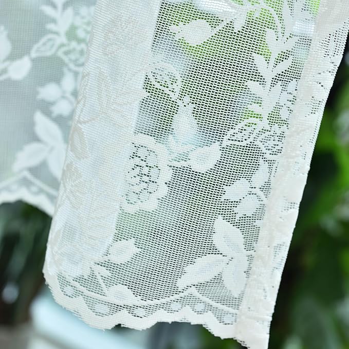 FINECITY Ivory Floral Lace Valance Curtain - Image 7