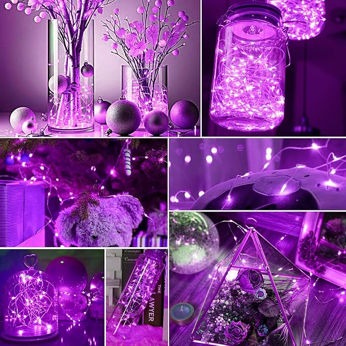 pozzolanas 12 Pack Pink Battery Operated String Lights - 7ft Waterproof Fairy Lights with 20 LEDs for Home, Mason Jar, Party, Wedding, Halloween, Christmas Decorations