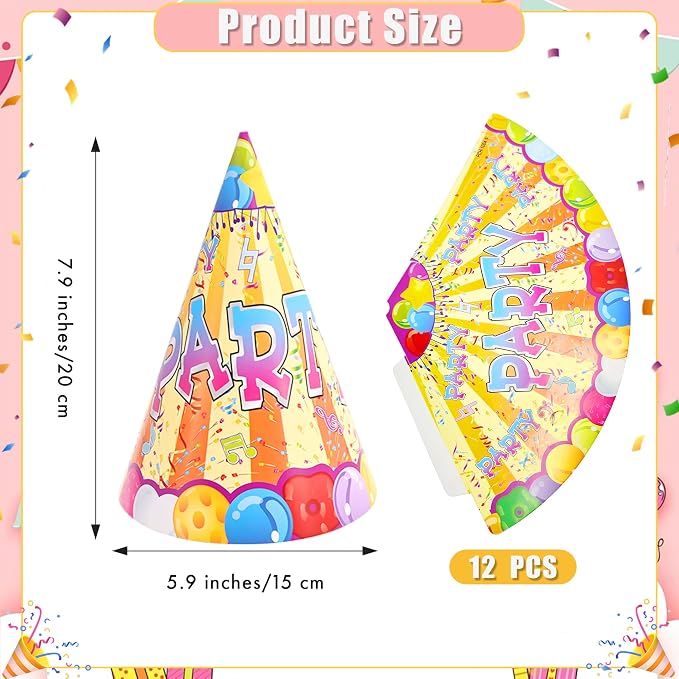 CANREVEL 12 PCS Party Hats for Adults and Kids, Party Headwear | Birthday - Image 5