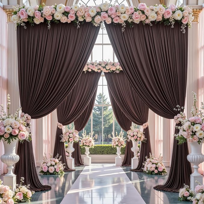 10×14 ft Wrinkle Free Brown Backdrop Curtain - Image 7