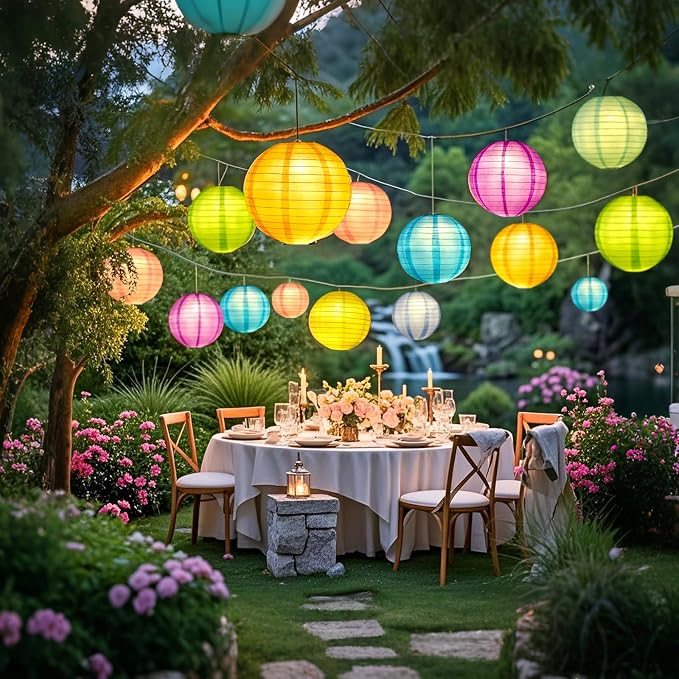 LIHAO 20PCS Colorful Paper Lanterns - Image 3