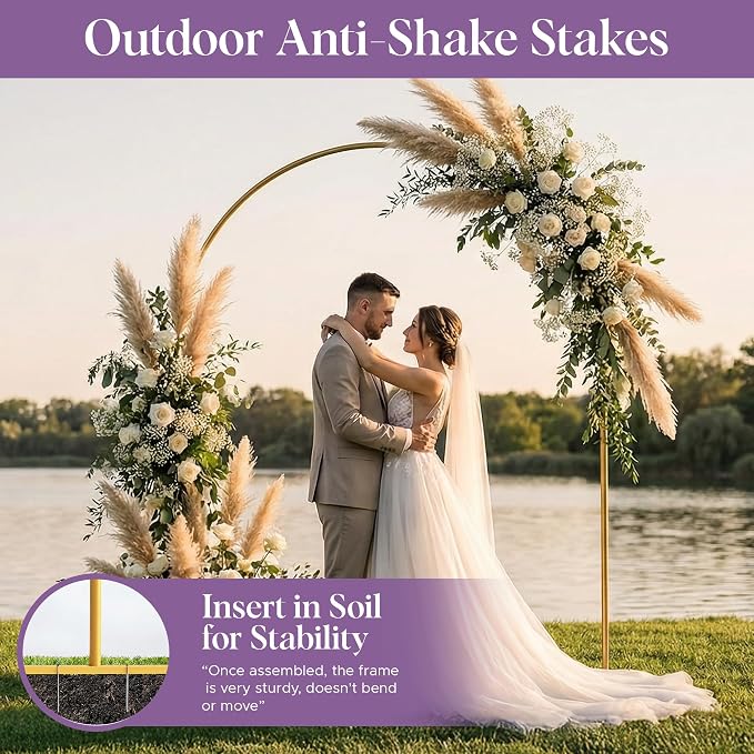 3 Pack Gold Metal Arch Backdrop Stand Set - 6FT - Image 3