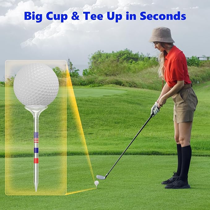 Golf Tees 3 1/4 inches (83mm) Plastic Clear Funny Bulk Unbreakable Reduces Friction & Side Spin Golfing Accessories for Women Men Golfers,30 Counts