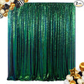 ShinyBeauty Sequin Backdrop Curtain Iridescent Green 2 Panels Sequin Bakdrop 4x8FT Shimmer Backdrop for Photograph Wedding Backdrop Drapes Iridescent Green Glitter Backdrop Curtain (Green Blue)