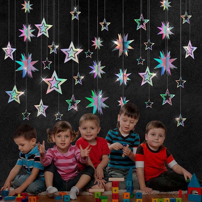 Star Garland Decorations Kit, Holographic Twinkle Little Stars Garlands - Image 4