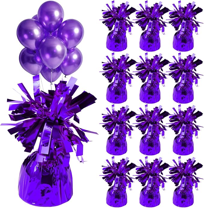 12 Pcs Balloon Weights Purple Metallic Anchor Balloon Holder by Unknown