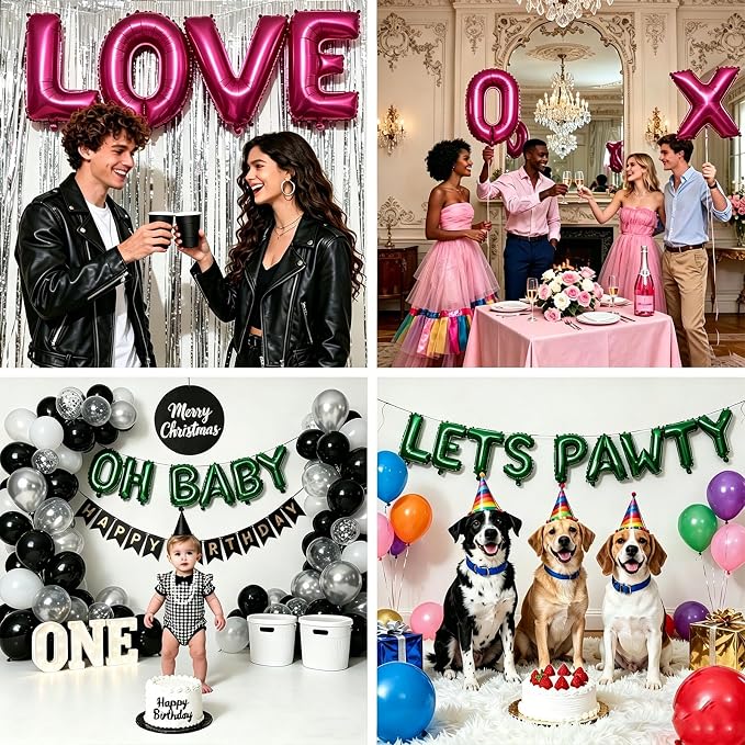 52 Pcs Hot Pink Letter Balloons, Custom 2 Set A-Z Set - Image 6