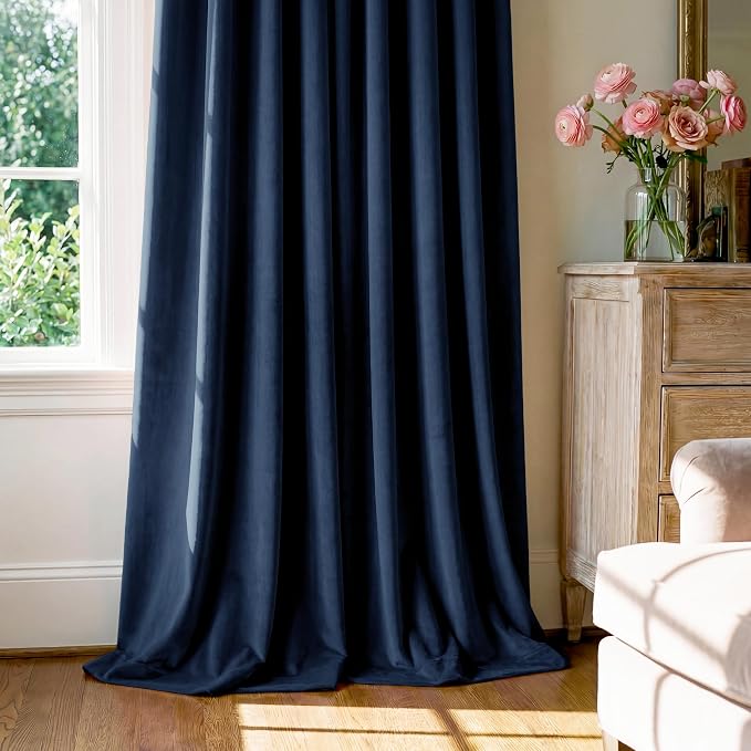 Navy Blue Velvet Blackout Curtains - Image 7
