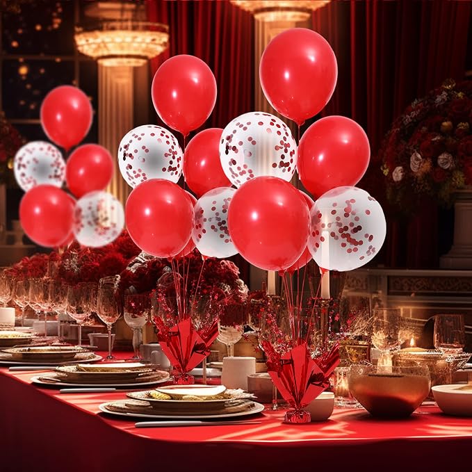 4 Set Red Balloon Centerpieces for Tables Red Balloons Stand Kit for Birthday - Image 4