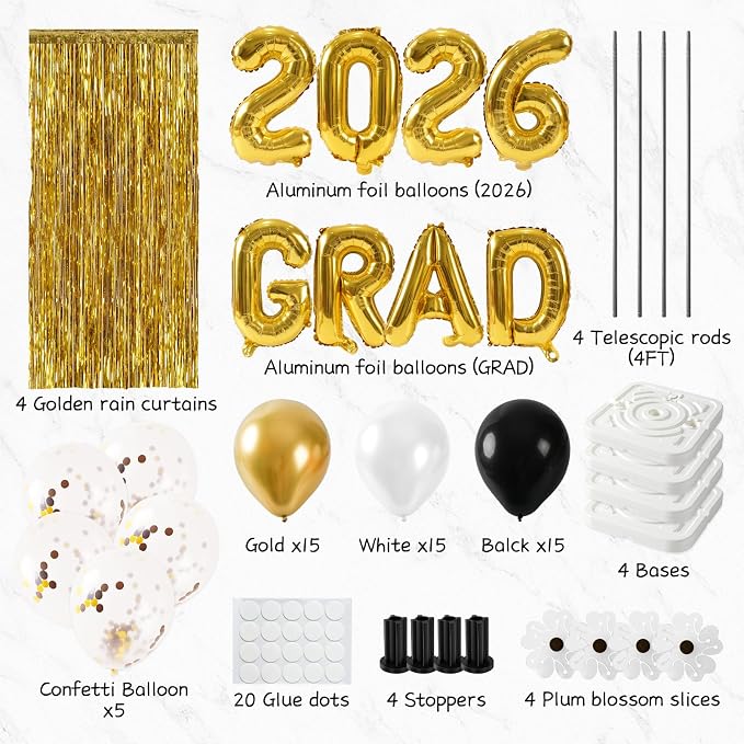 2026 Graduation Balloon Columns Kit – Set of 4 Standing Balloon Stands - Image 6