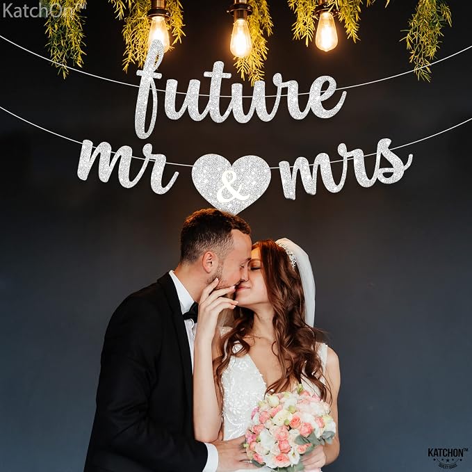 KatchOn Glitter Future Mr & Mrs Banner 10 Ft, Engagement Party Decorations | - Image 5