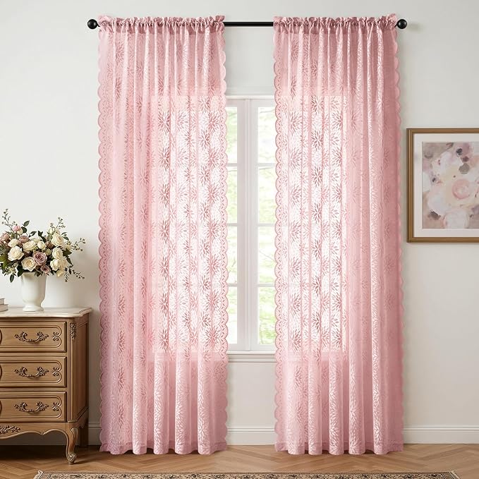MIULEE Vintage Lace Curtains 90 Inches Long 2 Panels, Victorian Floral - Image 7