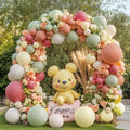 Green Pink White Balloons Arch Kit, Double Stuffed, Party. | Sage Green by Bloces