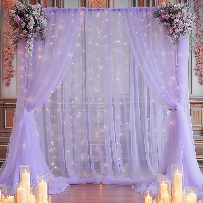20x10ft Purple Tulle Backdrop Curtain by Partisky