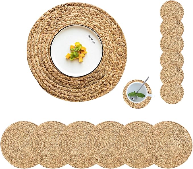 Round Woven Placemats Set of 6 by CYSISTERS