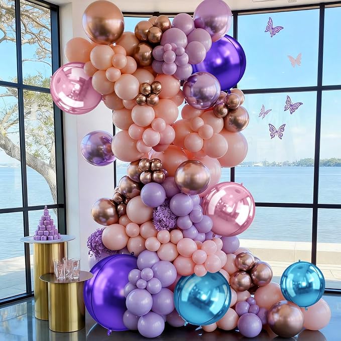 Pink Purple Blue Round Foil Balloons, Metallic Pink Purple Blue Foil Baloon - Image 7