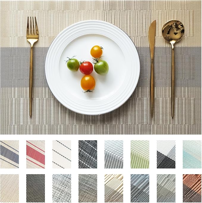 Placemats Set of 12 Vinyl/Plastic Woven Place Mats by Unknown