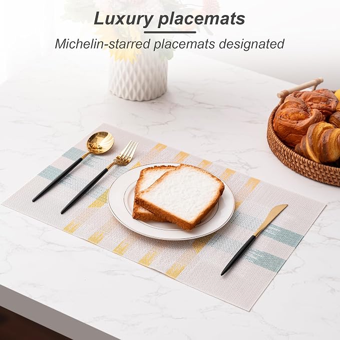 Placemats Set of 6 Washable Indoor | Outdoor Vinyl Place Mats - Image 6