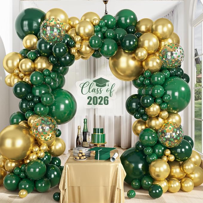 Ouddy Party 149Pcs Green and Gold Balloon Garland Kit Different Sizes 18 12 10 - Image 2