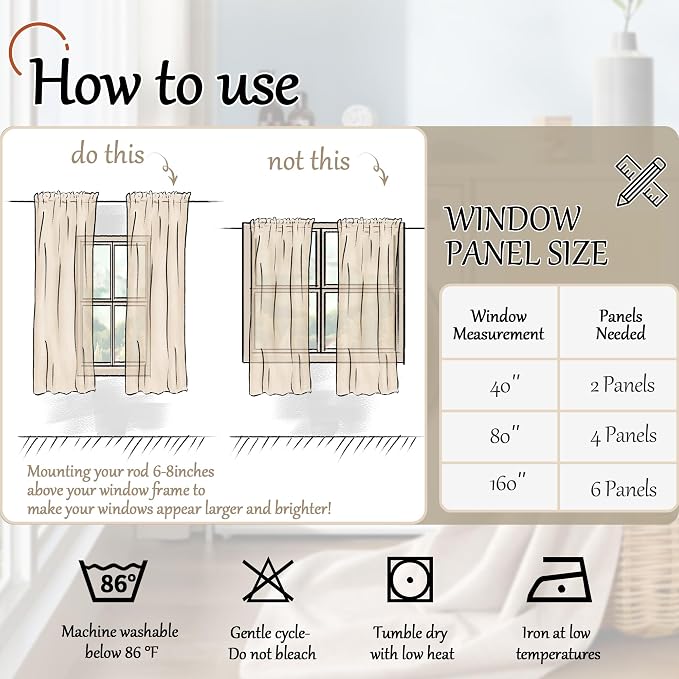 Kitchen Curtains 24 Inch Length 2 Panels, Floral Patterned Semi Sheer Light - Image 8