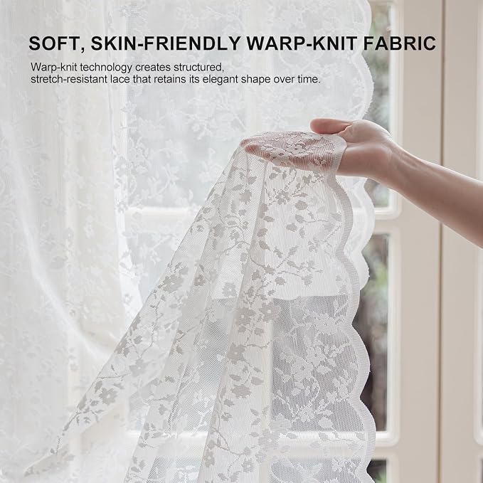 Anmao Vintage Lace Sheer Curtains 63 Inches Long - Image 5