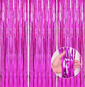 3 Pack 3.3 x 9.9 ft Hot Pink Fringe Backdrop Streamers Party Decorations | Foil by Crosize