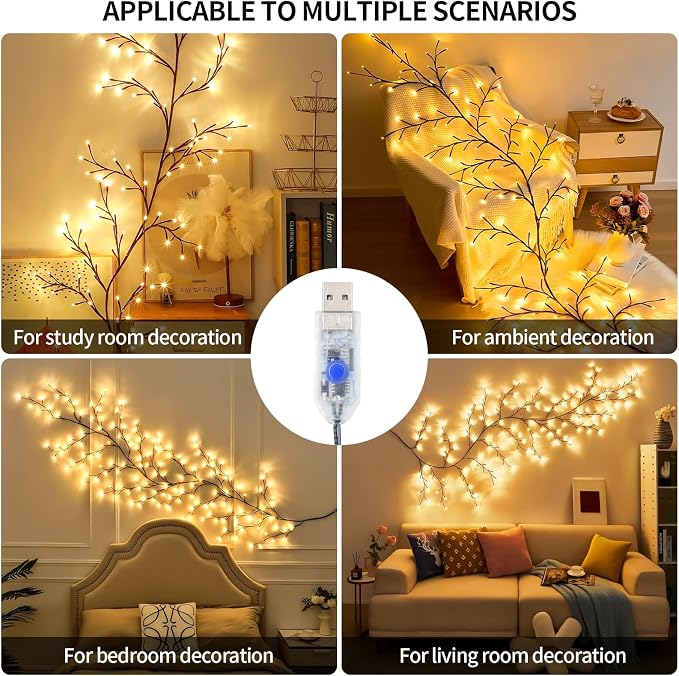7.55FT 144LED Brown USB Tree Branch Lights - Image 6
