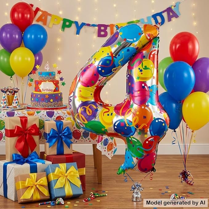 40 Inch Number 4 Balloon Large Foil Mylar Number Balloon - Image 5