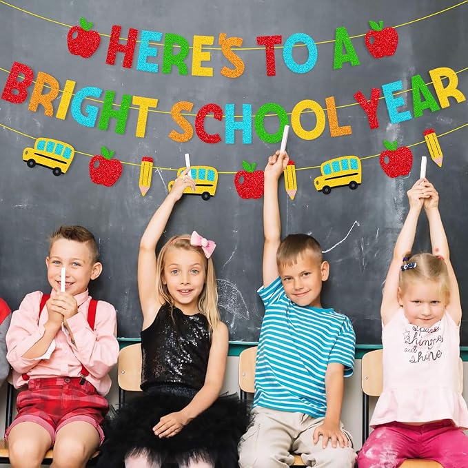 Here’s to A Bright School Year Banner Welcome Back to School Theme | Happy - Image 5