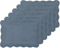 6 PC Quilted Placemats, 100% Cotton Fabric Washable Cloth Table Mats by MINUPWELLHome